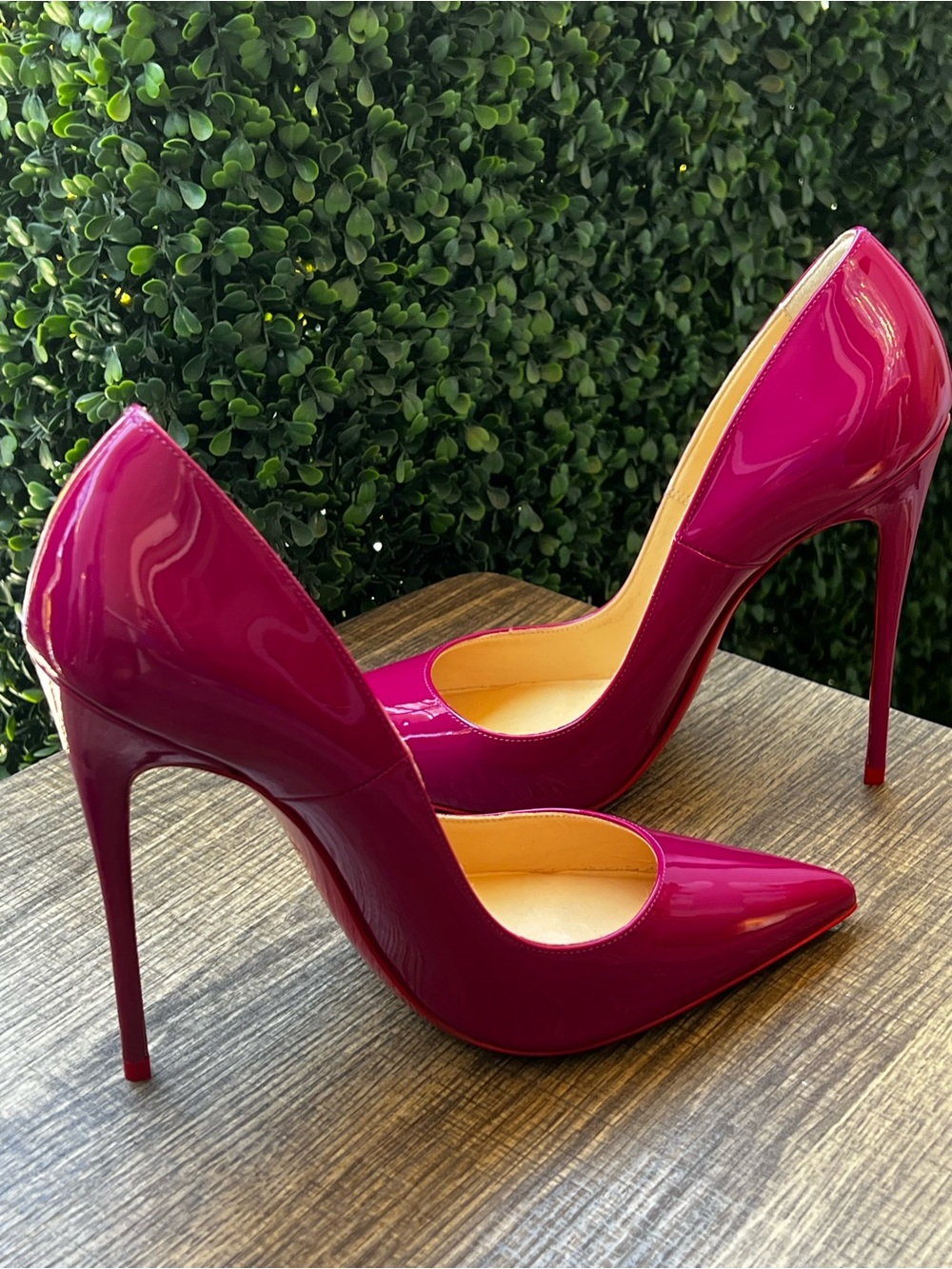 Christian Louboutin Fuchsia Patent Leather Pointed-Toe Pumps